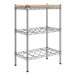 A Regency chrome wire shelving kit with wooden shelf inserts.