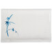 A white rectangular plate with blue painted bamboo.