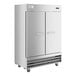 A Main Street Equipment stainless steel reach-in refrigerator with two solid doors.