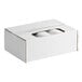 A white cardboard box with brown edges containing two rolls of Lavex janitorial can liners.
