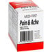 A white Medi-First box of Pain and Ache Caplets with red and black text.