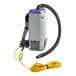 A ProTeam Super Coach Pro backpack vacuum cleaner with a hose.