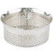 A tin-plated metal sieve with holes.