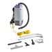 A ProTeam Super Coach Pro backpack vacuum with Xover multi-surface wand kit and hose.