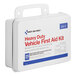 A white First Aid Only vehicle first aid kit with red and blue text.