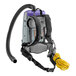 A ProTeam Super Coach backpack vacuum with a hose attached to it.