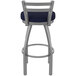 A Holland Bar Stool stainless steel outdoor counter stool with a Breeze Sapphire seat.