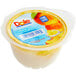 A Dole plastic container of Peaches & Creme Parfait with a yellow label.