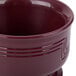 A close up of a Cambro Shoreline cranberry bowl with a design on it.