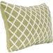 An Astella Lavalier Palm and Pesto throw pillow with a geometric pattern in green and white.
