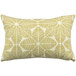 An Astella Palmetto throw pillow with a yellow and white leaf print.