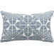 An Astella Palmetto throw pillow with a blue and white geometric design.