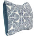 An Astella Palmetto throw pillow in blue and white with a leaf pattern.