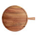 An Acopa acacia wood serving board with a handle.