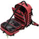A red Kemp USA rescue and tactical EMS bag with two compartments.