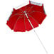 A red and white Kemp USA umbrella with a silver pole and a red LIFE GUARD logo.