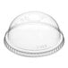 A clear plastic dome lid with an opening on a white background.