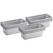 A group of Choice stainless steel rectangular steam table pans.