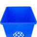 A blue Continental SwingLine recycling container with a white recycle symbol.