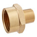 A Regency brass threaded adapter with a 3/8" male NPT connection and a 3/4" female GHT connection.