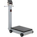 A grey Cardinal Detecto portable floor scale with wheels and a screen.