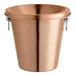 An Acopa copper stainless steel wine tasting spittoon with a lid and handle.