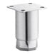 A silver metal leg with a square base for an Avantco refrigeration stand.