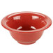 A cranberry red melamine bowl.