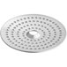A circular silver Estella Caffe shower plate with holes.