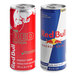 A Red Bull Original and Watermelon assorted variety energy drink can with red and blue labels.