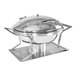 A silver round Cal-Mil stainless steel chafer with a lid.