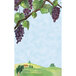 Menu paper cover with a painting of grapes on a vine branch.
