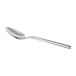 An Acopa Phoenix stainless steel dinner/dessert spoon with a white background.