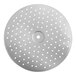 A circular stainless steel disc with holes.