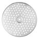 A white circular metal sieve with holes.
