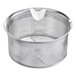 A stainless steel Garde XL food mill sieve basket with a handle and holes.