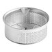 A silver metal Garde 2.5 mm sieve basket with holes.