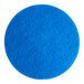 A blue circle with a white background.