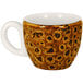 A RAK Porcelain brown espresso cup with a design on it.