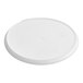 A white plastic Cambro lid with an open lid on a white surface.
