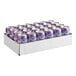 A white cardboard box filled with 24 purple Ruby Kist grape juice cans.