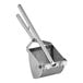 A Choice stainless steel potato ricer with long handles.