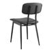 A Lancaster Table & Seating black chair with black vinyl padded seat and backrest.