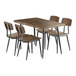 A Lancaster Table & Seating rectangular butcher block table with espresso finish and four chairs.