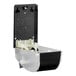 A SC Johnson Professional QuickView 1 liter transparent black and chrome manual soap dispenser with a black plastic lid.