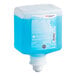 A SC Johnson Professional Azure Foaming Hand Soap plastic container with a blue and white label containing blue liquid.