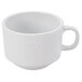 A white coffee mug with a handle.