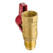A close-up of a brass Easyflex gas valve with a red handle.