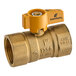 A close-up of a brass Easyflex gas valve with a yellow handle.
