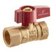 A close-up of a brass Easyflex gas valve with red and gold accents.